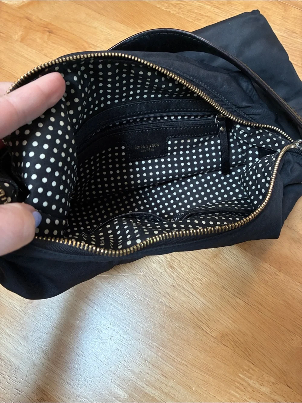 kate spade Black Nylon Shoulder Bag with Leather Strap